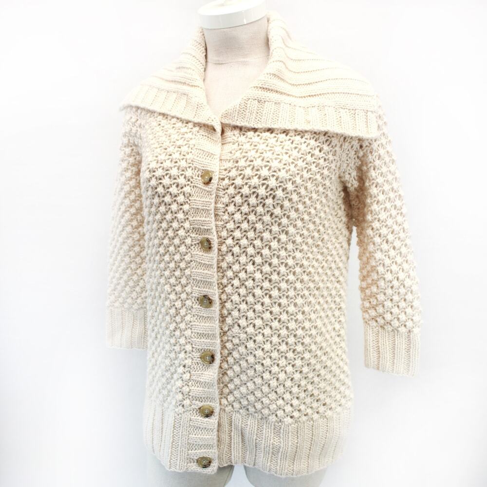 Talbots Plus Grandmacore Cottagecore Mesh Knit Wool Sweater Button Cardigan 0X